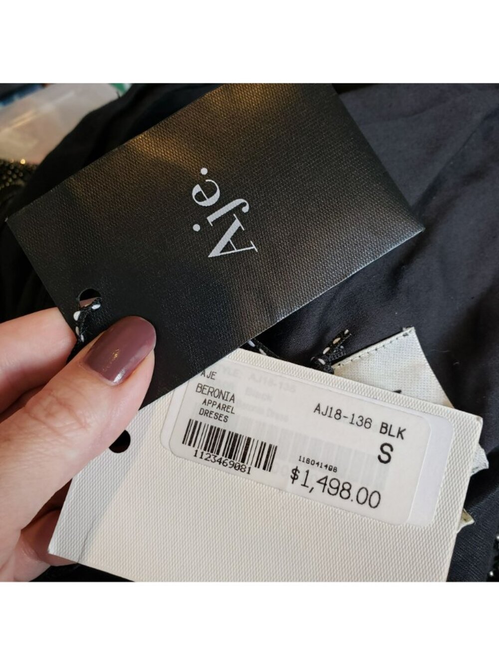Aje $1498 Black Crystal Ruffle One Shoulder Mini Dress Cocktail Wedding Guest - Picture 6 of 16